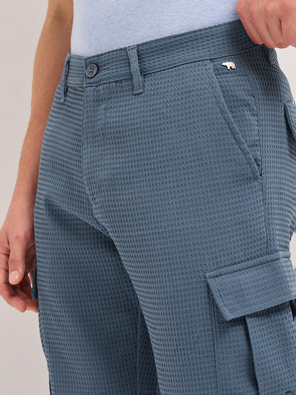 Men Textured Straight Fit Cargos CAR-GANEF-BL