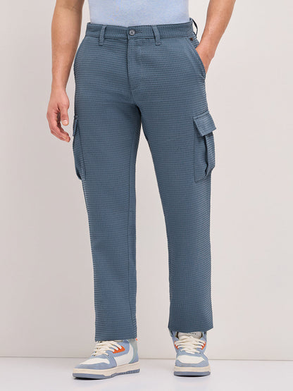 Men Textured Straight Fit Cargos CAR-GANEF-BL