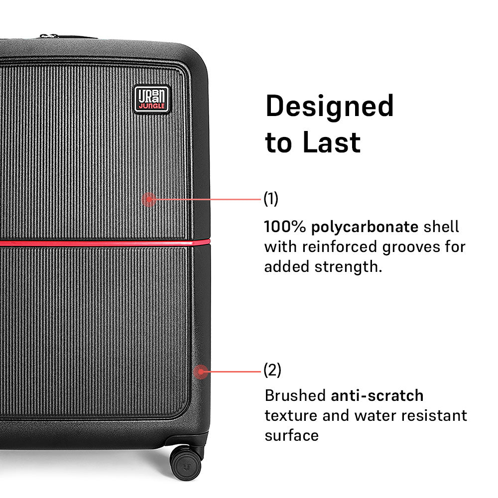 Caliber Large Hard Luggage -Black-Large | Urban Jungle at Broadway
