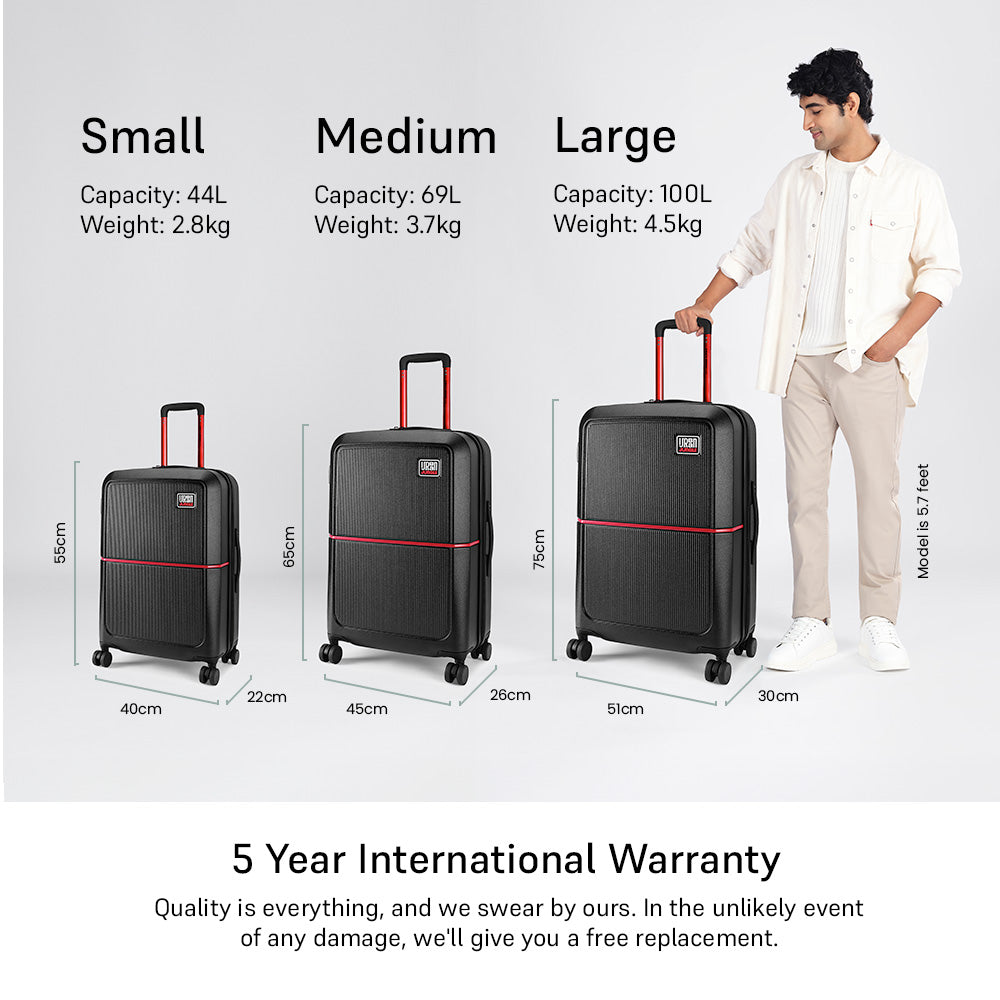 Caliber Large Hard Luggage -Black-Large | Urban Jungle at Broadway