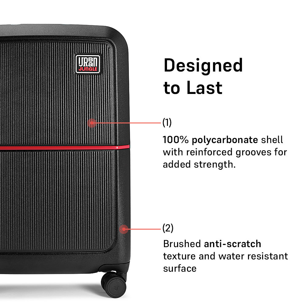 Caliber Medium Hard Luggage -Black-Medium | Urban Jungle at Broadway