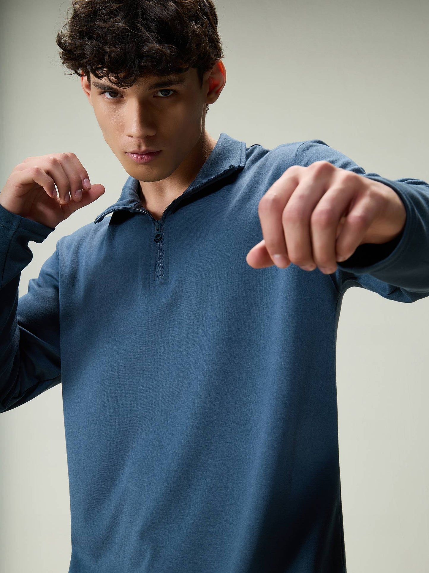 Petrol Blue Modal Quarter Zip