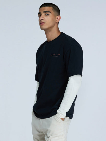 Black Graphic Oversized Tee - Men