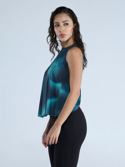 Teal Fluid Overlap Tank