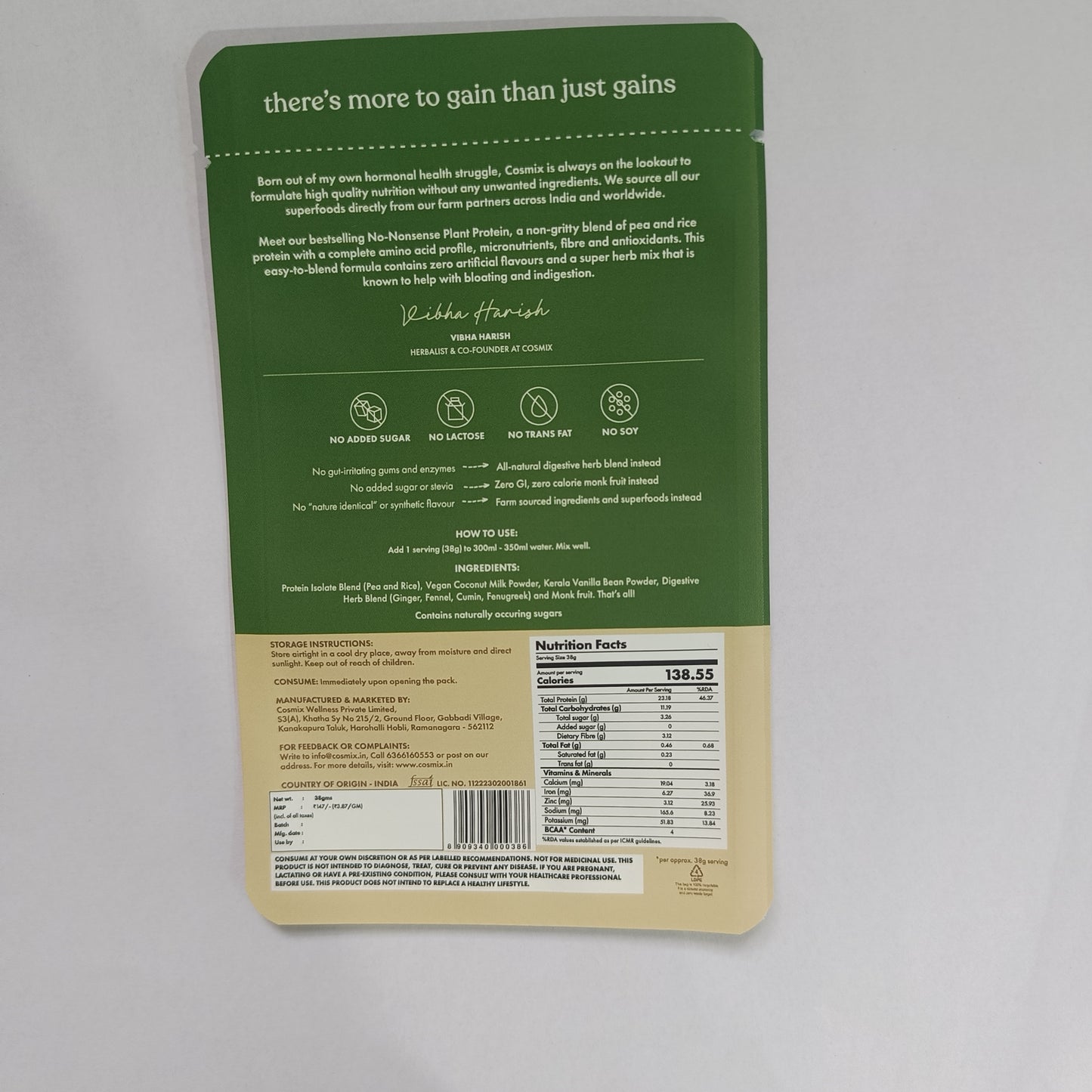 No-Nonsense Plant Protein Kerala Vanilla Bean - 38g