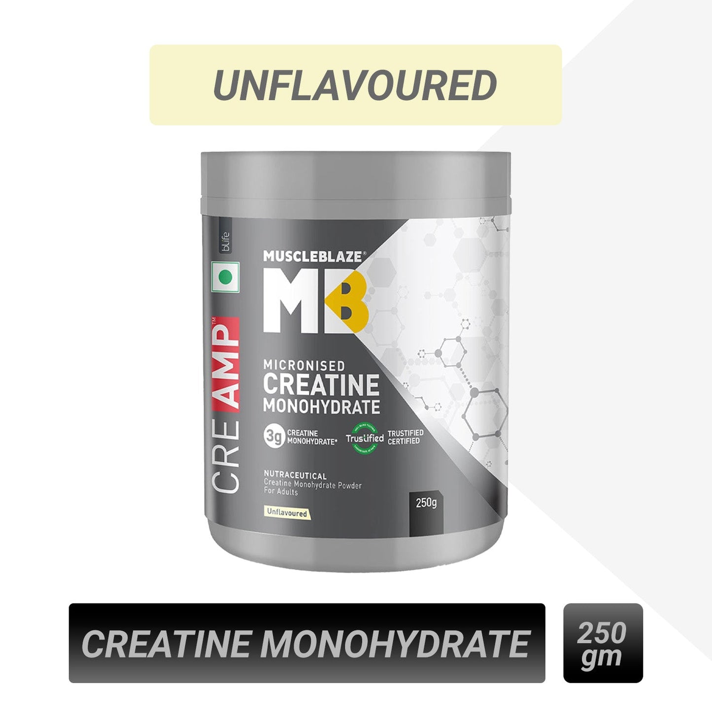 MuscleBlaze Creatine Monohydrate CreAMP, Unflavoured, 250g | MuscleBlaze at Broadway
