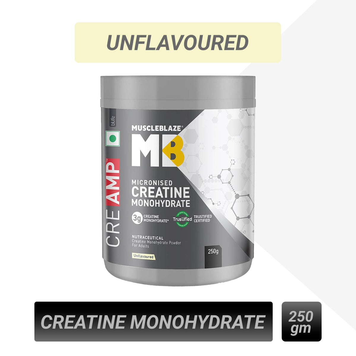 MuscleBlaze Creatine Monohydrate CreAMP, Unflavoured, 250g | MuscleBlaze at Broadway