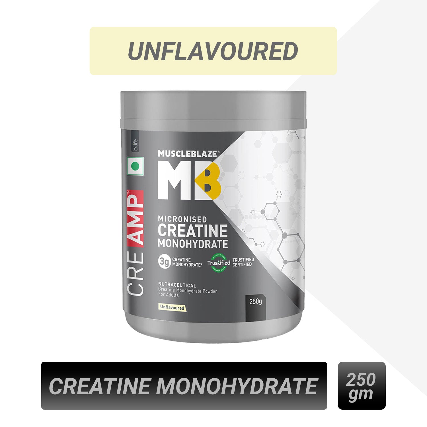 MuscleBlaze Creatine Monohydrate CreAMP, Unflavoured, 250g | MuscleBlaze at Broadway