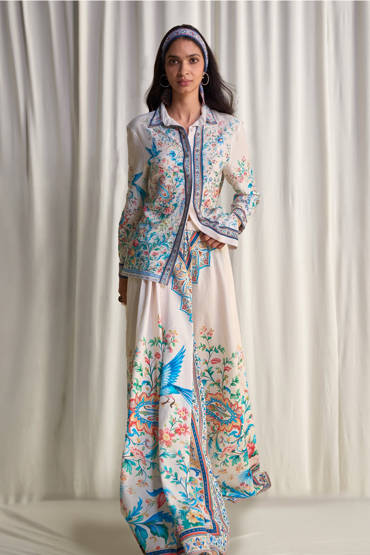 LINEN BOTANICAL PRINT SHIRT