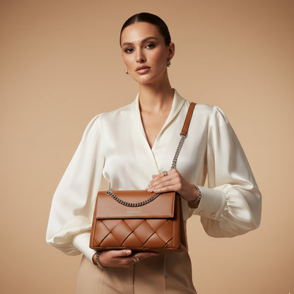 Carriall Celesta Womens Vegan Leather Handbag for women & girls(Brown)