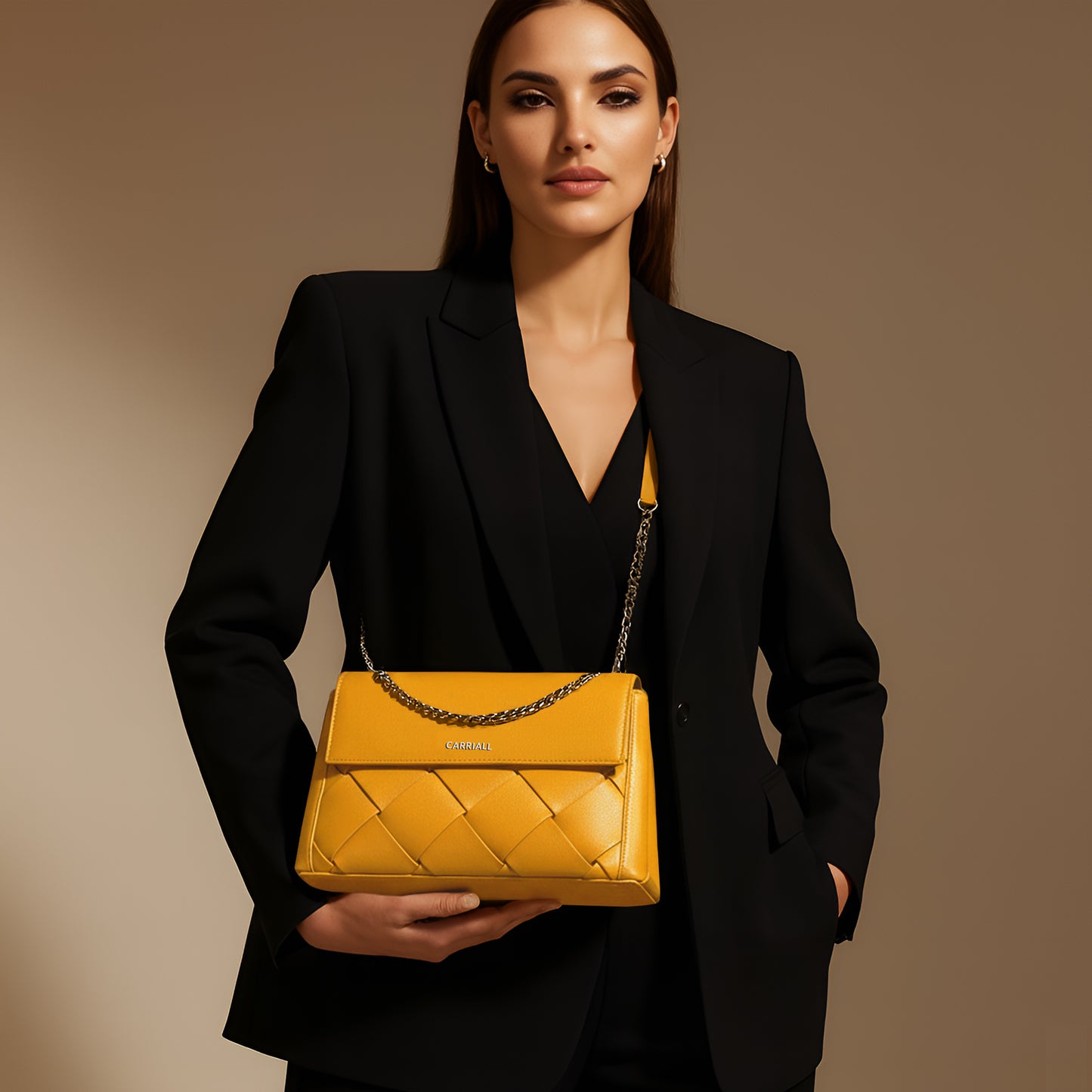 Carriall Celesta Womens Vegan Leather Handbagg for women & girls(Yellow)