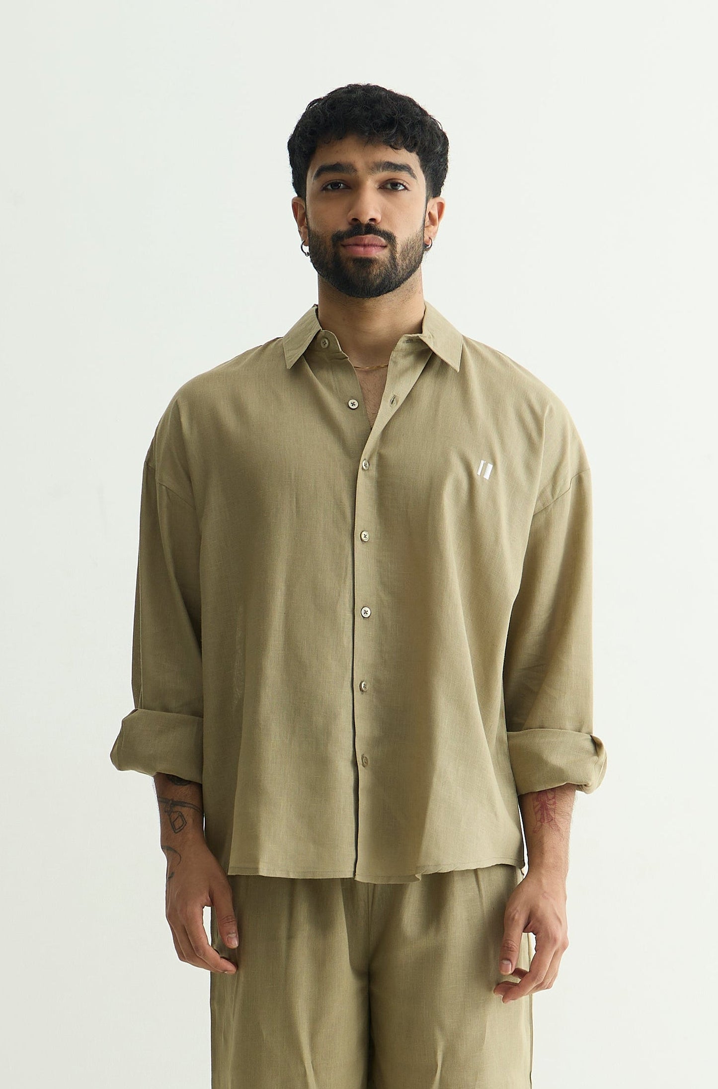 Olive Green Linen Shirt