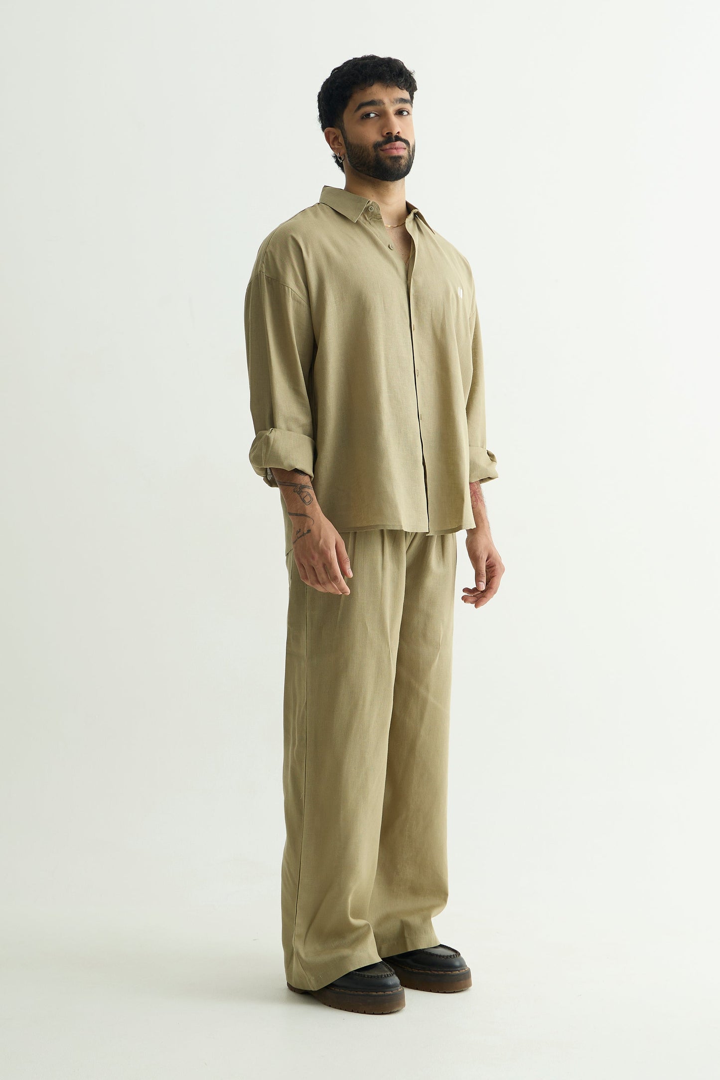 Olive Green Linen Shirt