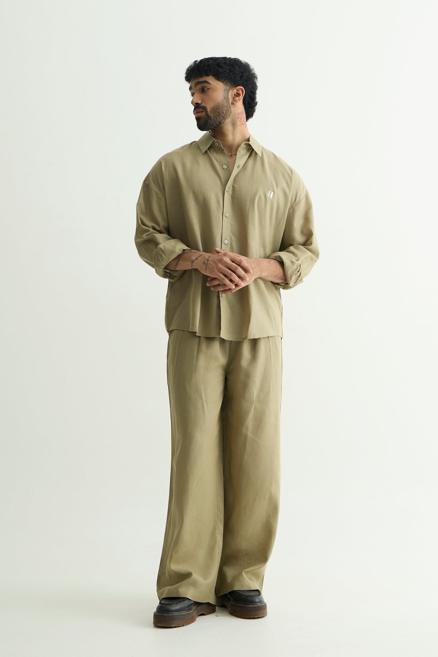 Olive Green Linen Pant