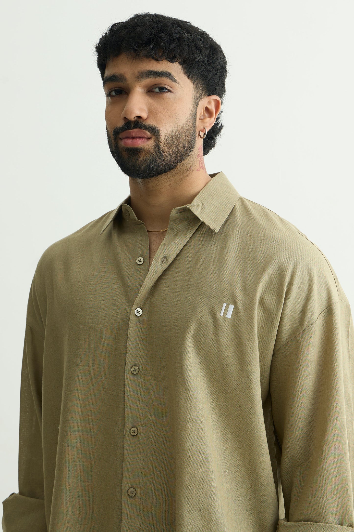 Olive Green Linen Shirt