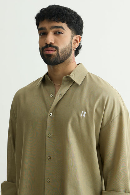 Olive Green Linen Shirt