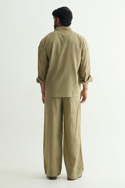 Olive Green Linen Shirt
