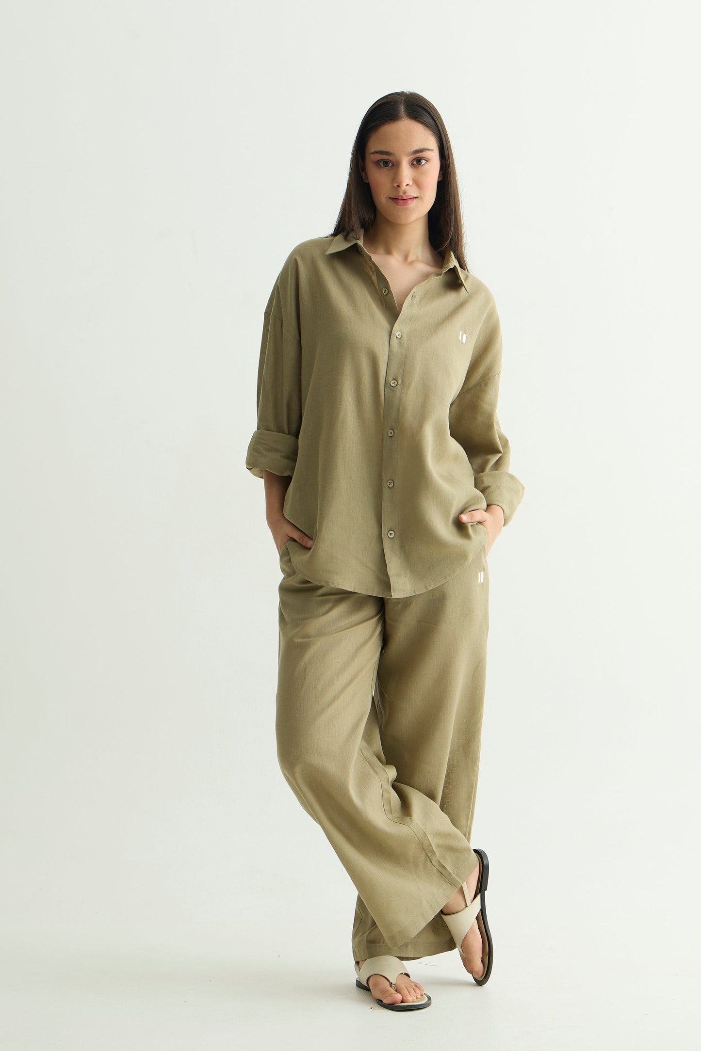 Olive Green Linen Shirt