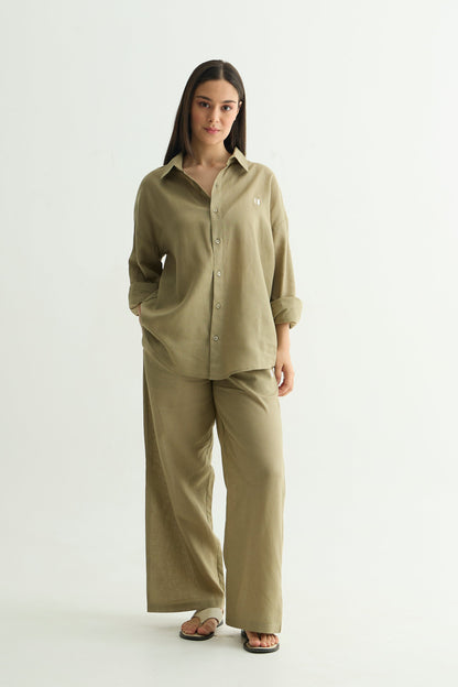 Olive Green Linen Pant
