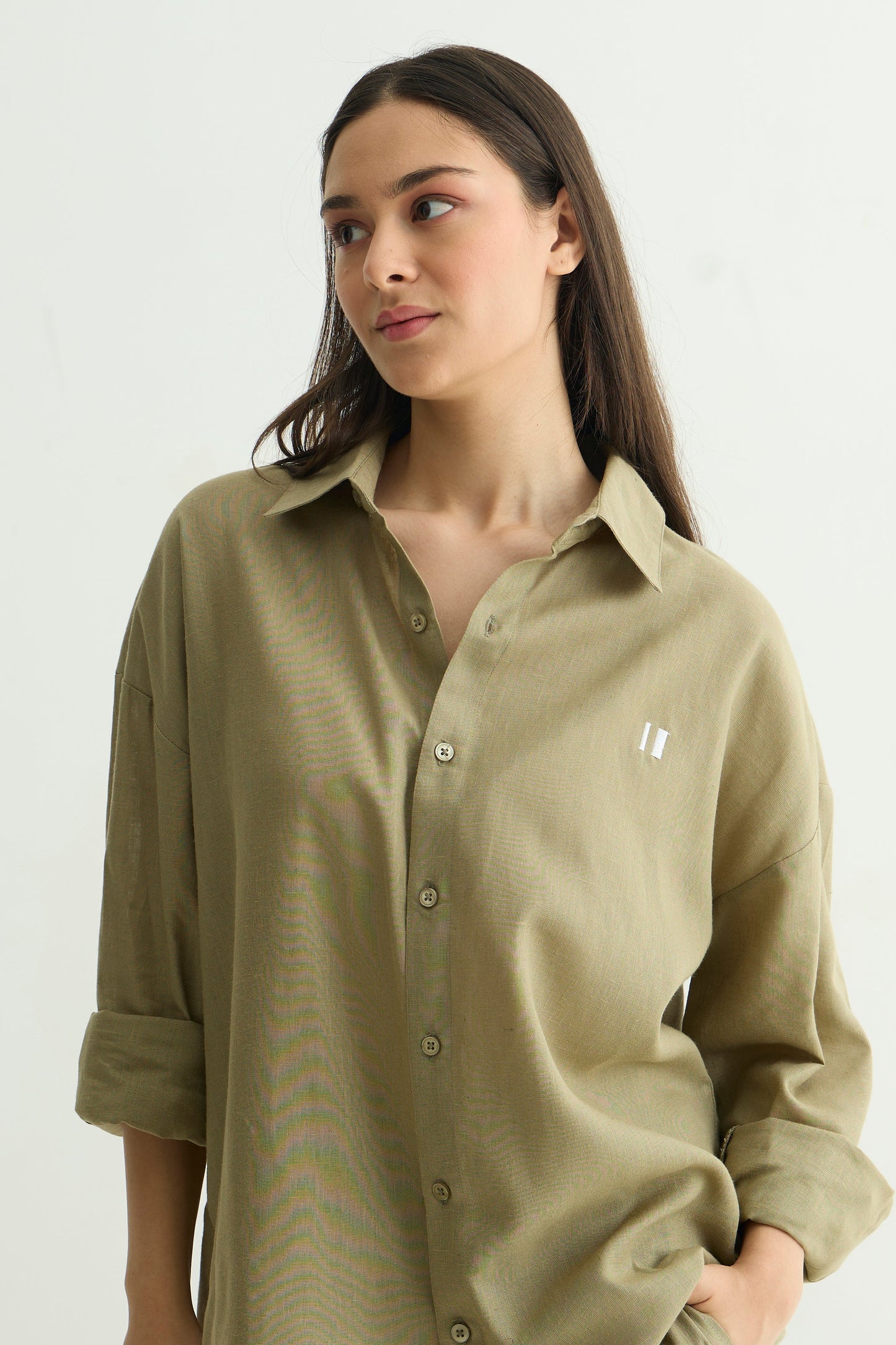 Olive Green Linen Shirt