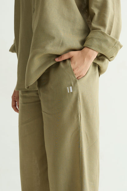 Olive Green Linen Pant