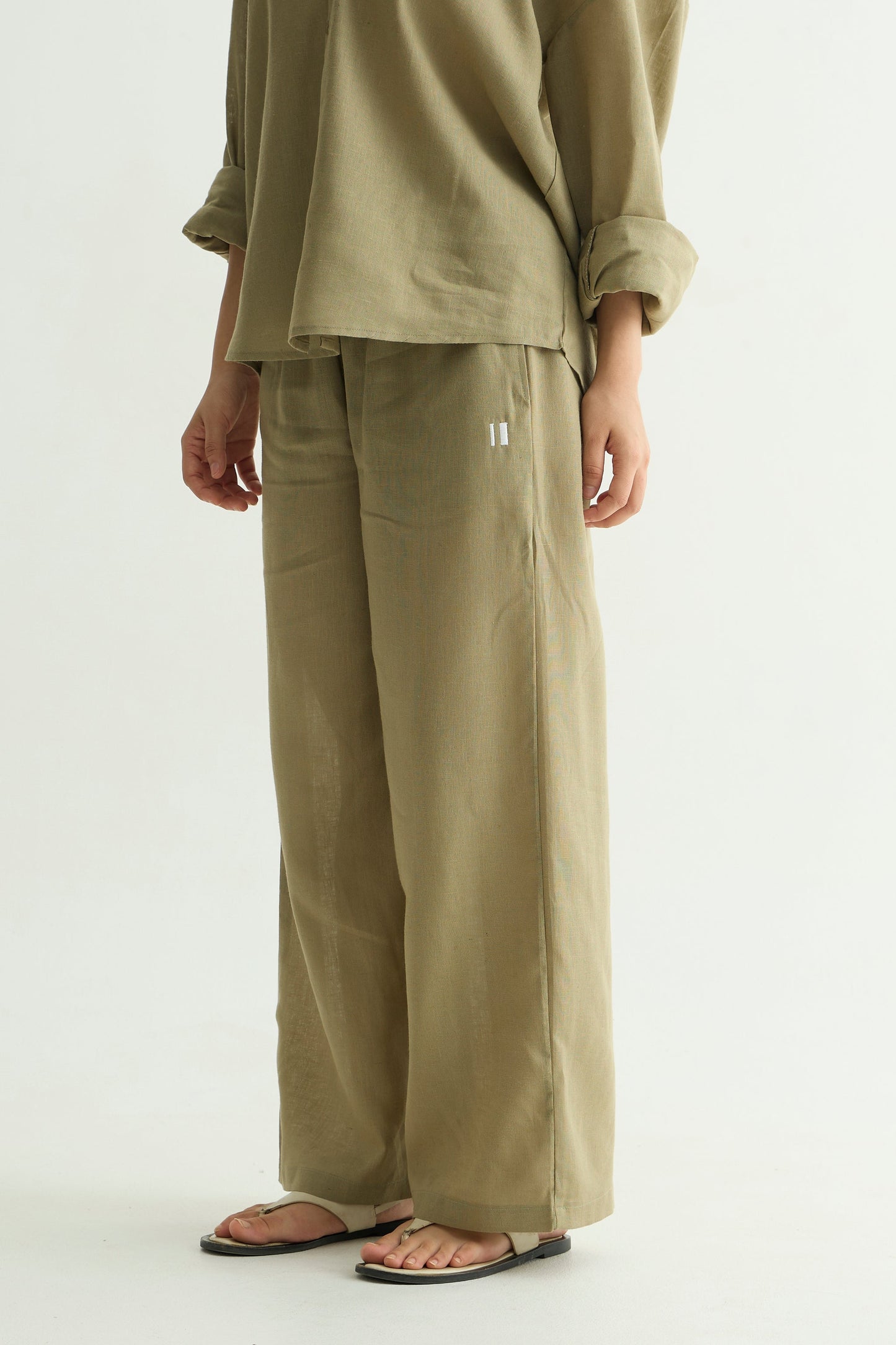 Olive Green Linen Pant