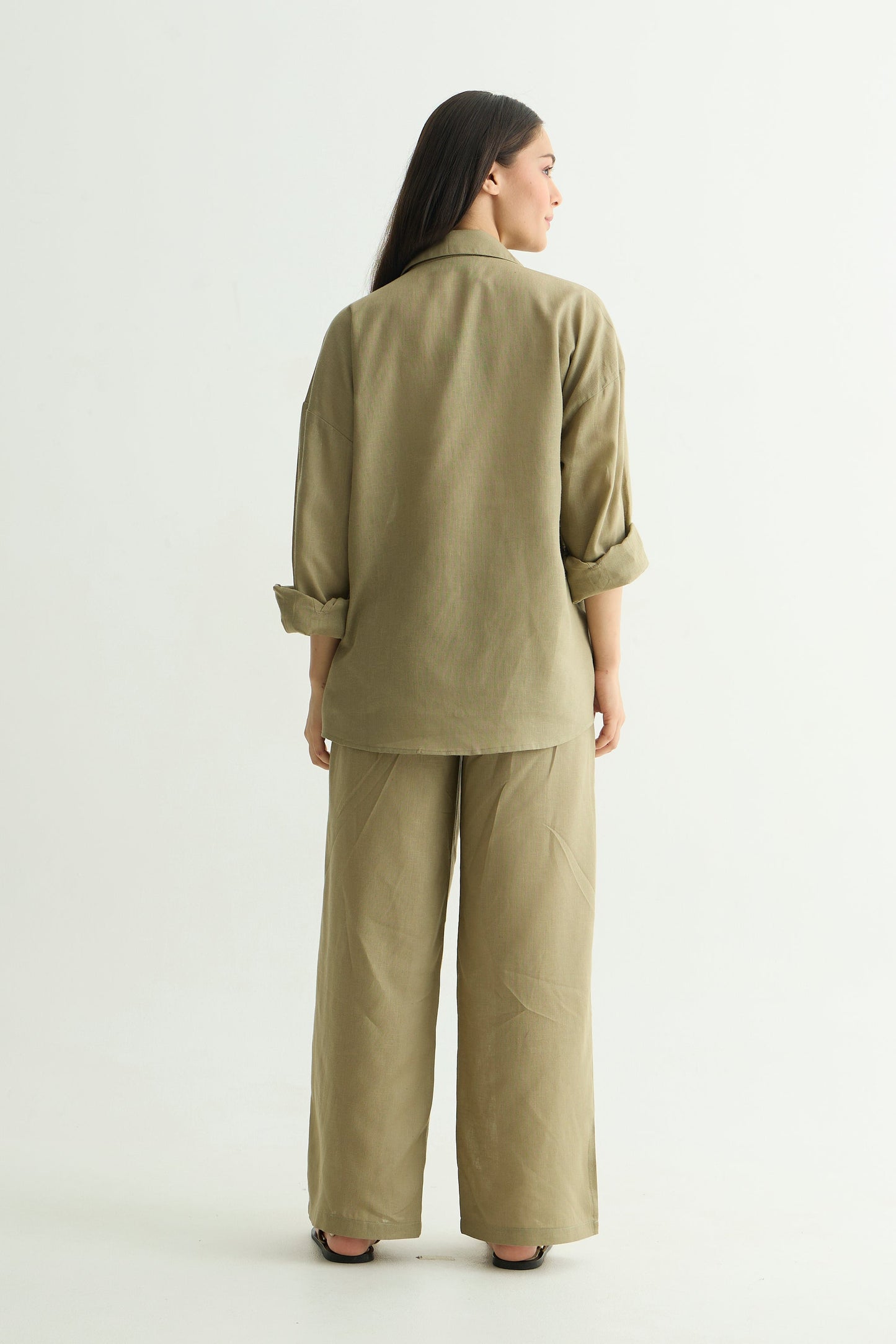 Olive Green Linen Pant