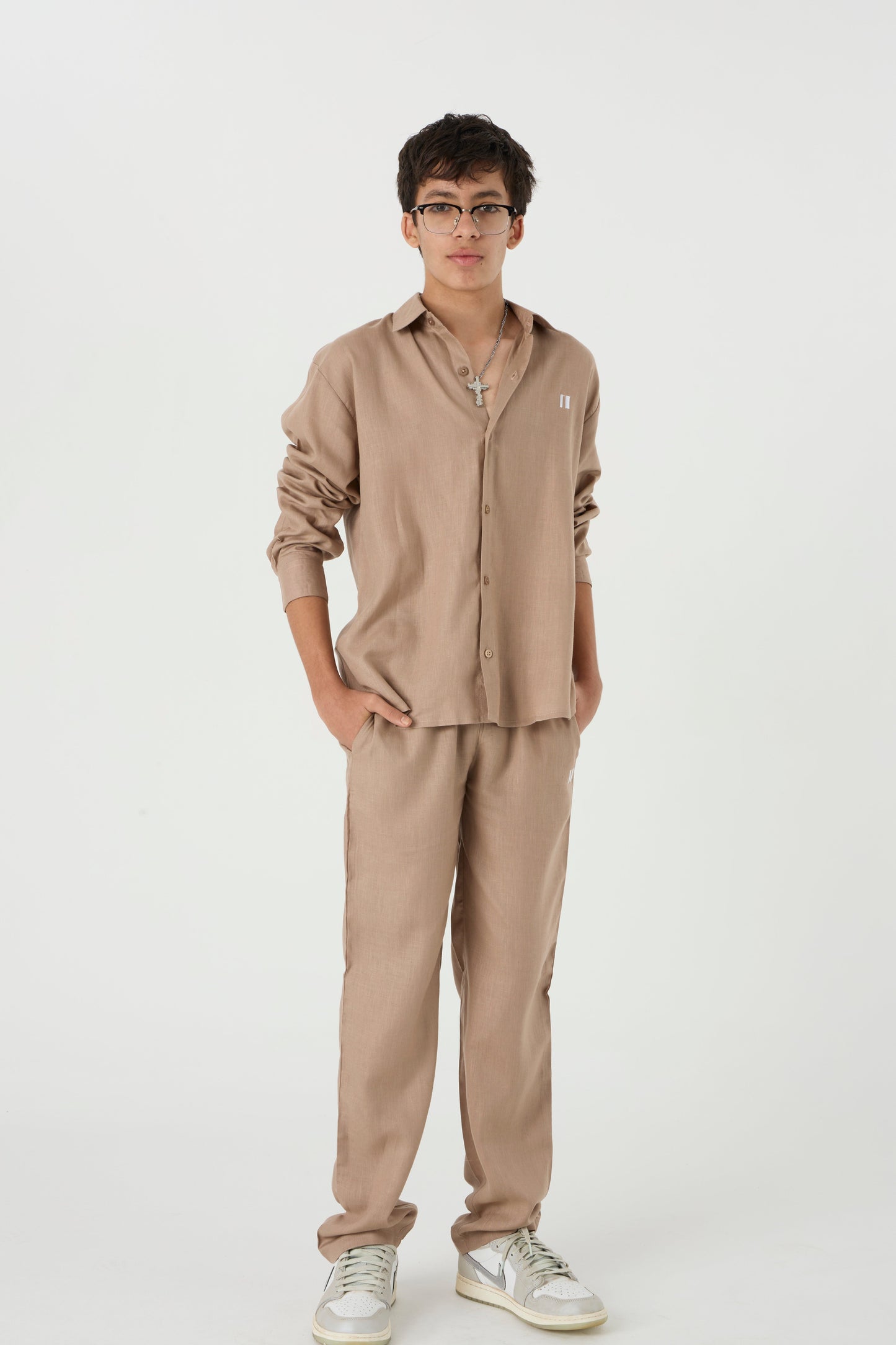 Chapter2Drip Mocha Brown linen shirt (Jr) â€” view 4