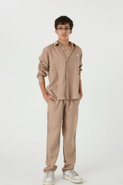 Chapter2Drip Mocha Brown linen shirt (Jr) â€” view 4