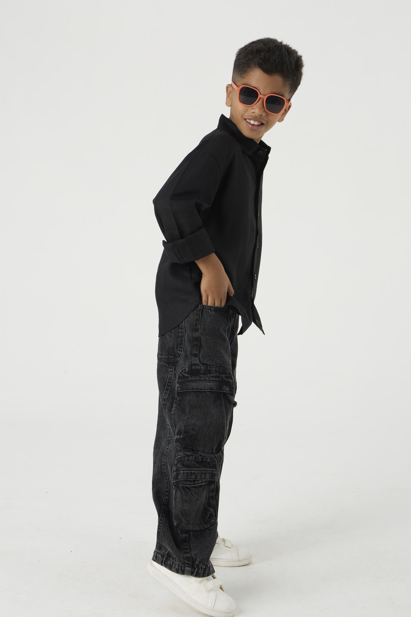 Black Linen Shirt Jr