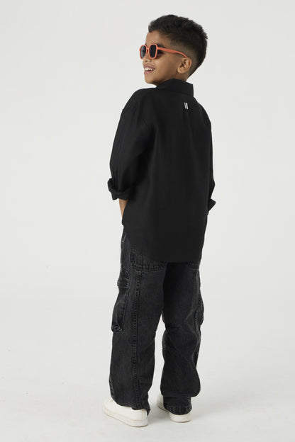 Black Linen Shirt Jr
