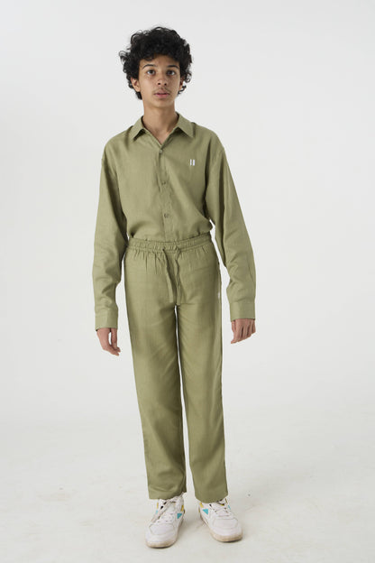 Chapter2Drip Olive linen pants (Jr) â€” view 3