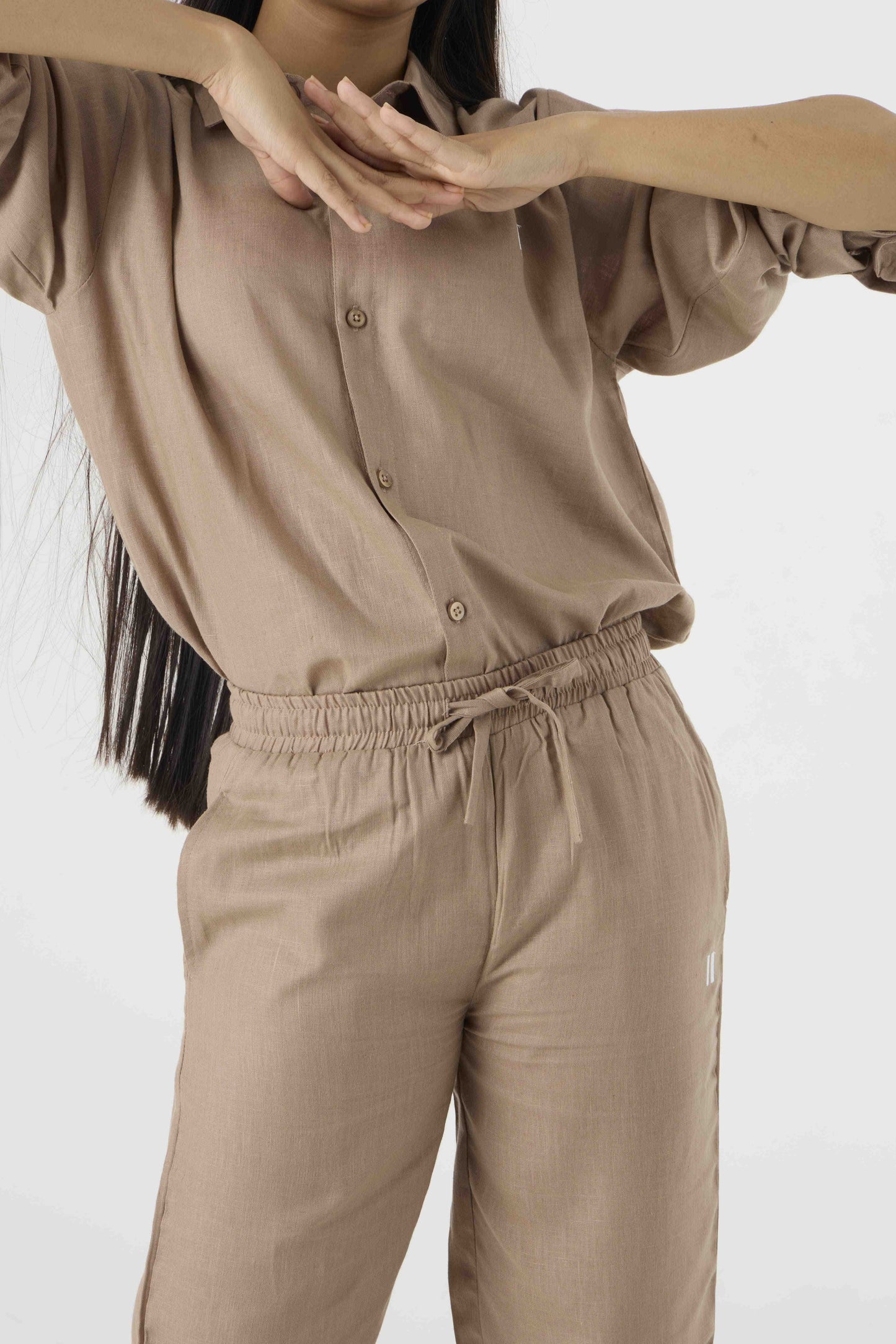 Chapter2Drip Mocha Brown linen pants (Jr) â€” view 3