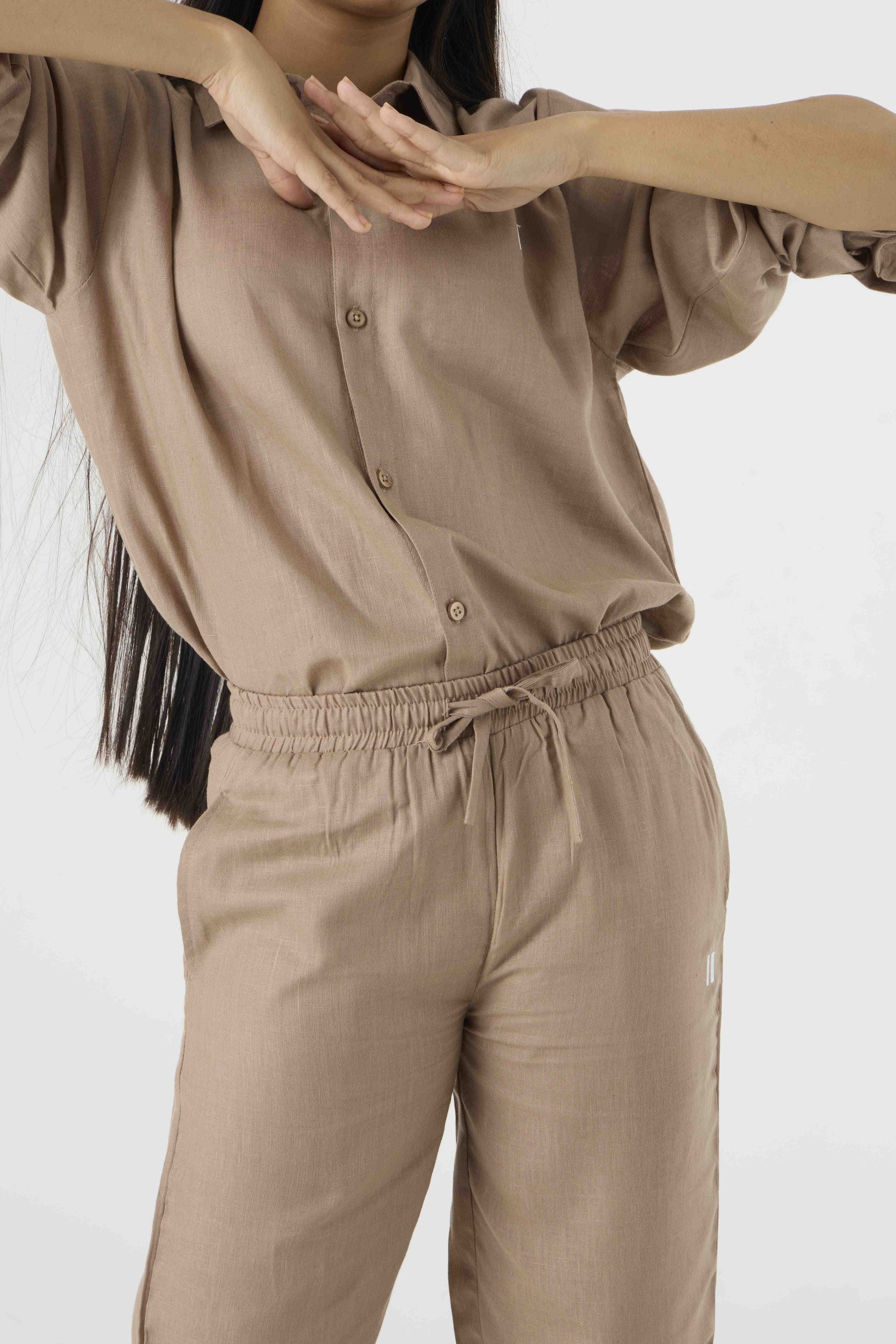 Chapter2Drip Mocha Brown linen pants (Jr) â€” view 3