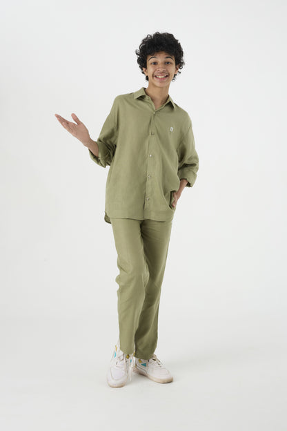 Chapter2Drip Olive linen shirt (Jr) â€” view 3
