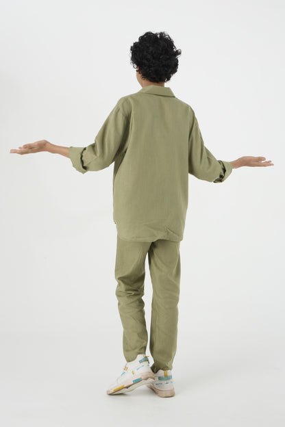 Chapter2Drip Olive linen shirt (Jr) â€” view 4