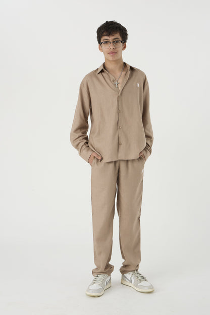 Chapter2Drip Mocha Brown linen pants (Jr) â€” view 4
