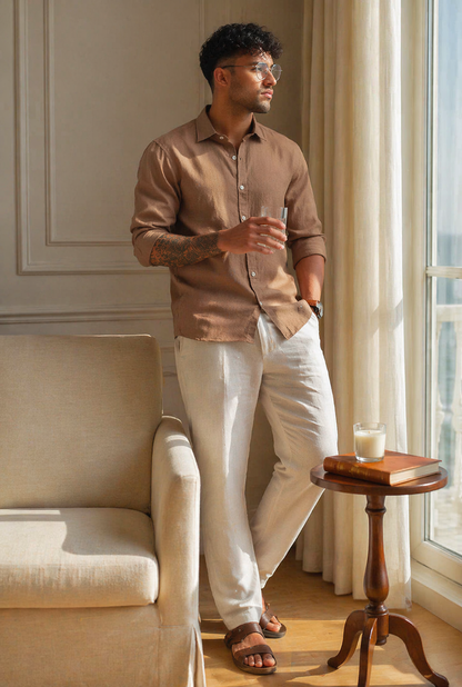 100% Linen Soft Touch Coco Mousse shirt