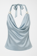 Blue Cowl Neck Top | The Clothing Factory at Broadway