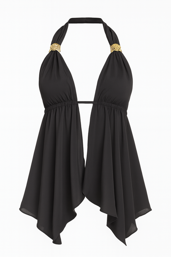 Black Tie Up Flowy Top
