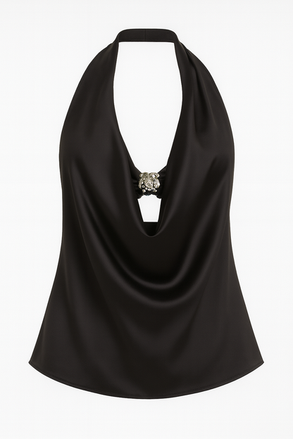 Black Cowl Neck Top with Bralette