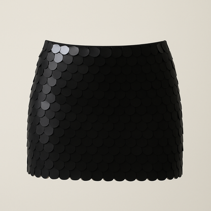 Black Big Disc Mini Skirt