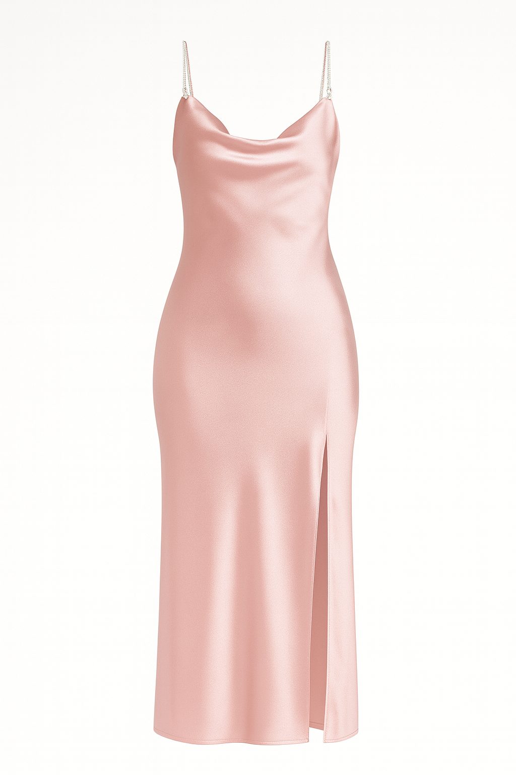 Pink Cowl Neck Maxi Dress with Slit