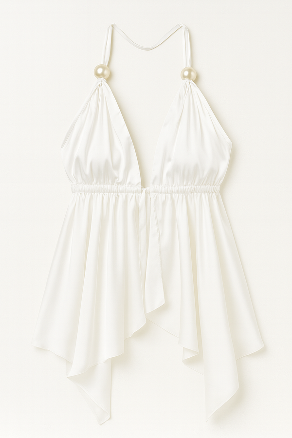 White Tie Up Flowy Top