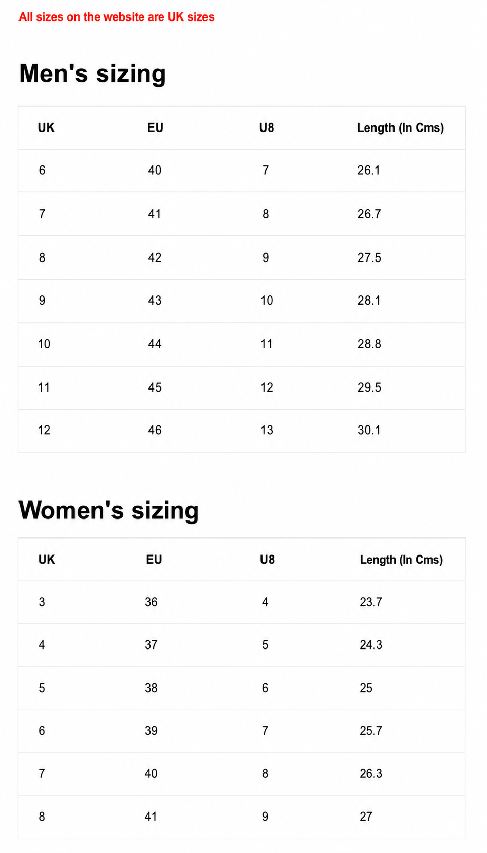 Size Guide