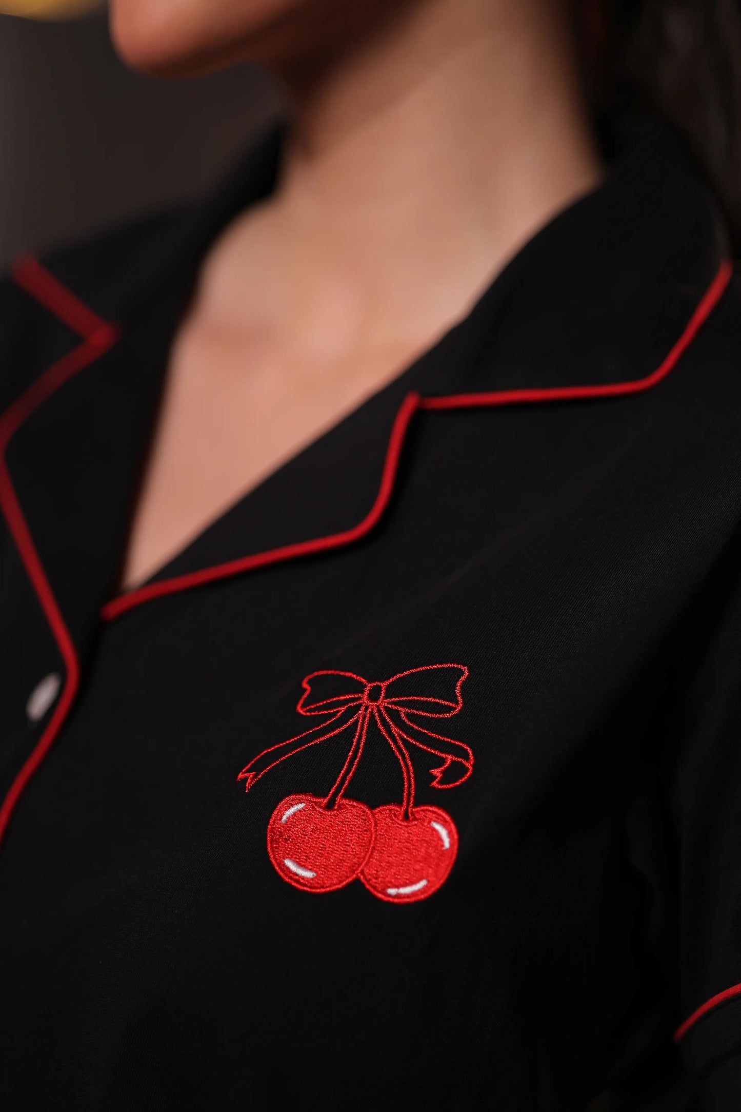 Cherry Embroidery Premium Pyjama Set