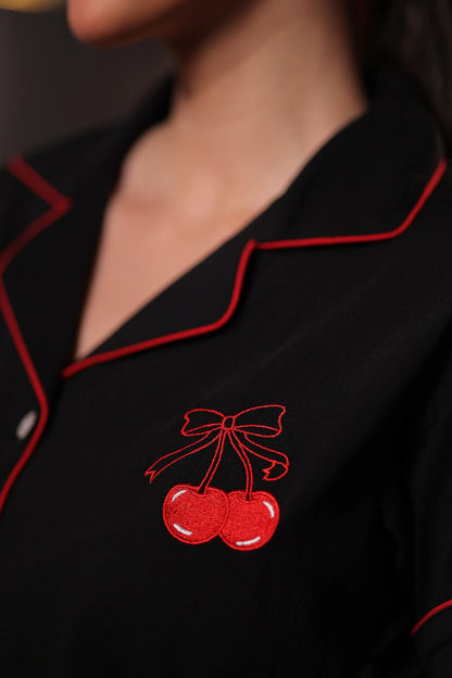 Cherry Embroidery Premium Pyjama Set