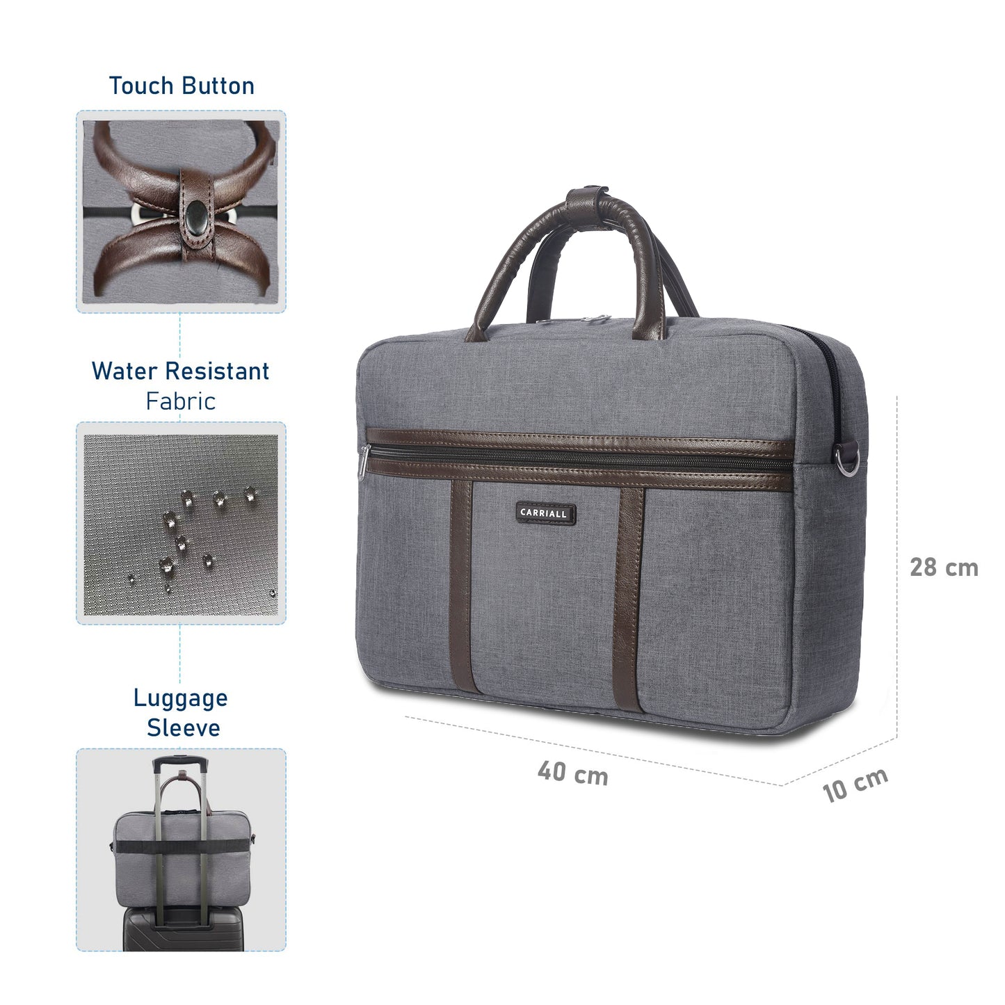 Carriall CLARO Laptop Messenger Bag (Grey)