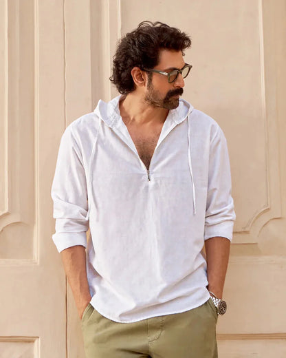Cocoon Linen Hooded Shirt