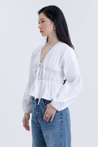 Drawstring Poplin Blouse